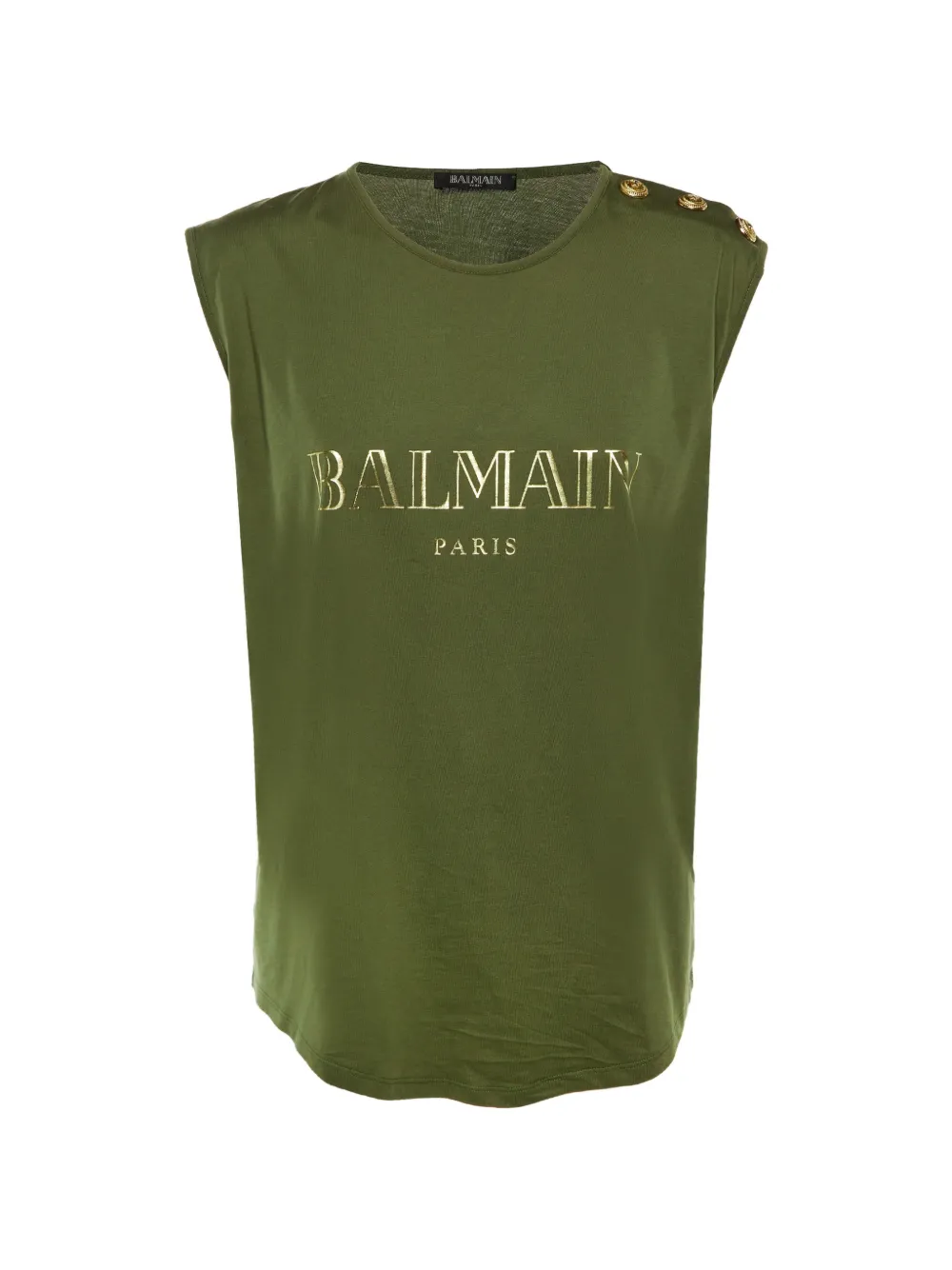 Balmain Pre-Owned Ärmelloses Top mit Logo-Print - Grün