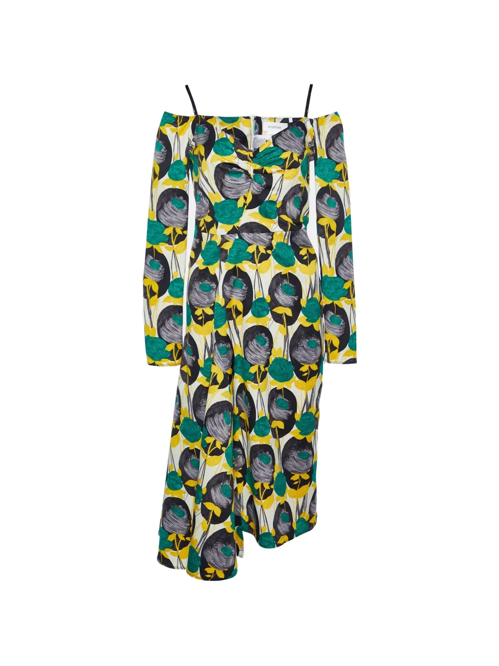 Sportmax floral-print long-sleeve midi dress - Giallo