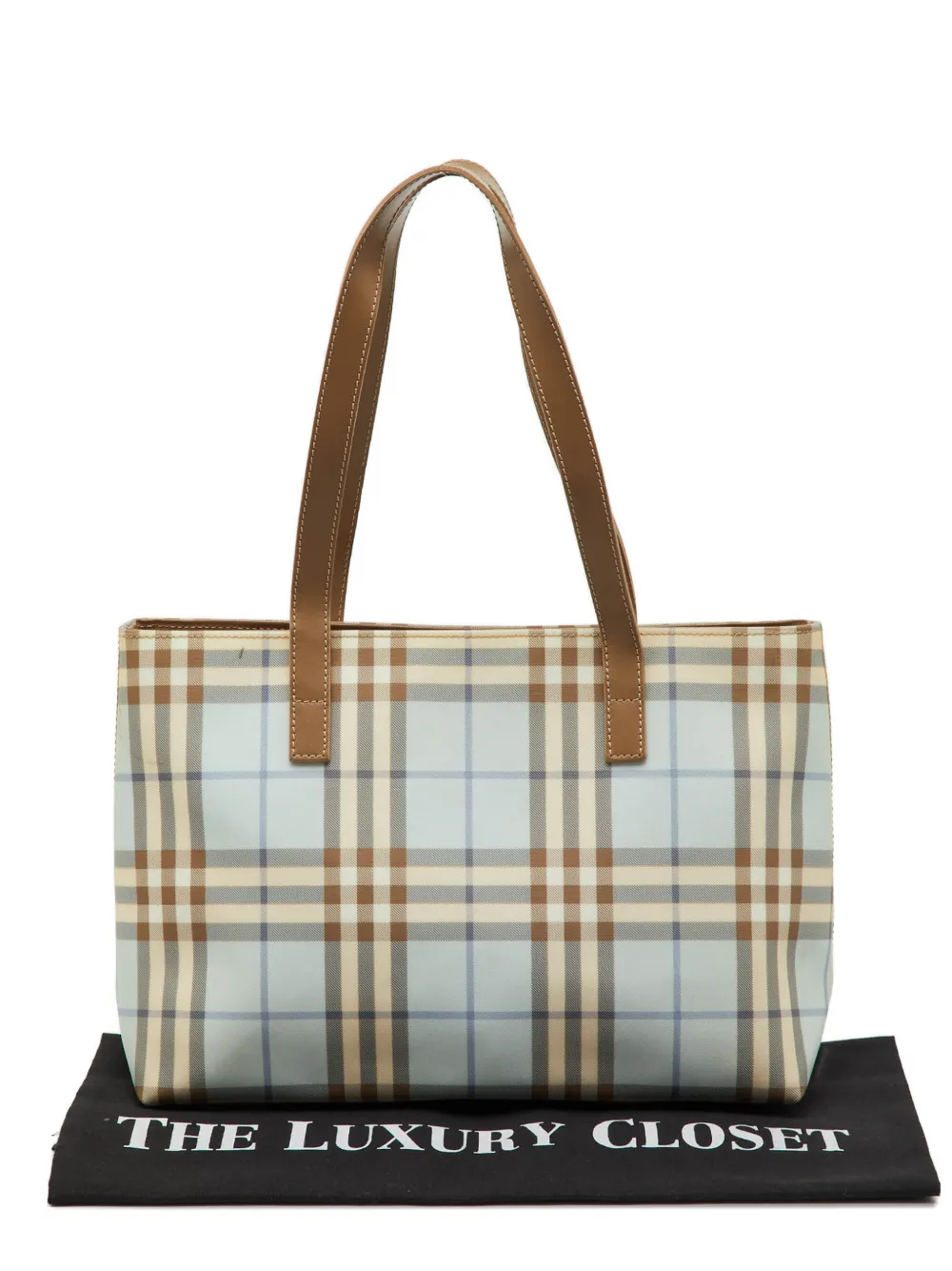 Pre-owned Burberry Nova Check Tote Bag In Blue