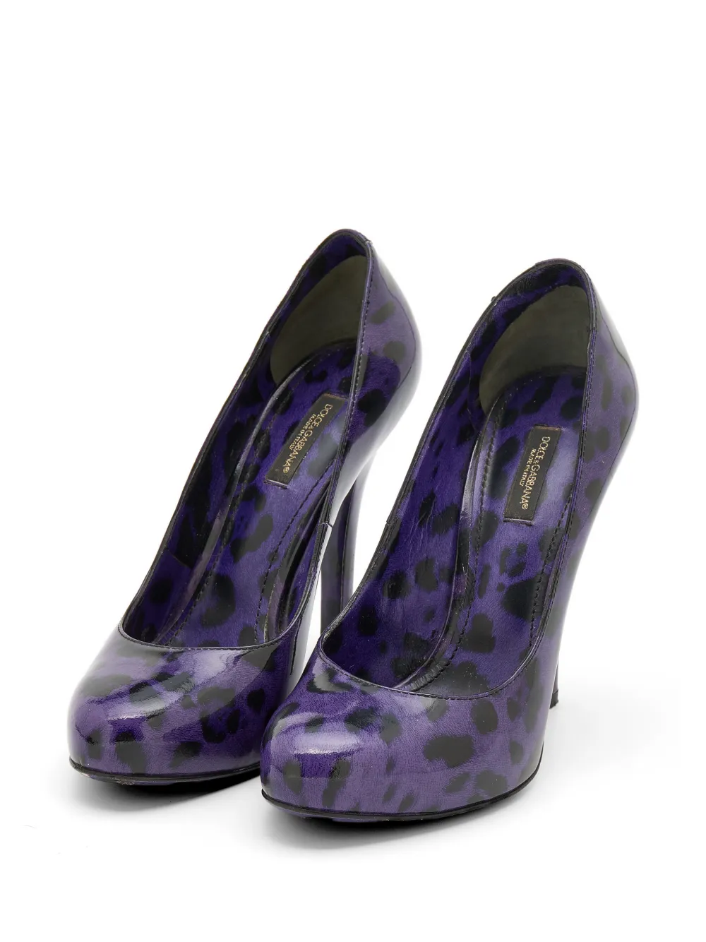 Dolce & Gabbana Pre-Owned leopard-print patent-leather platform pumps - Violett