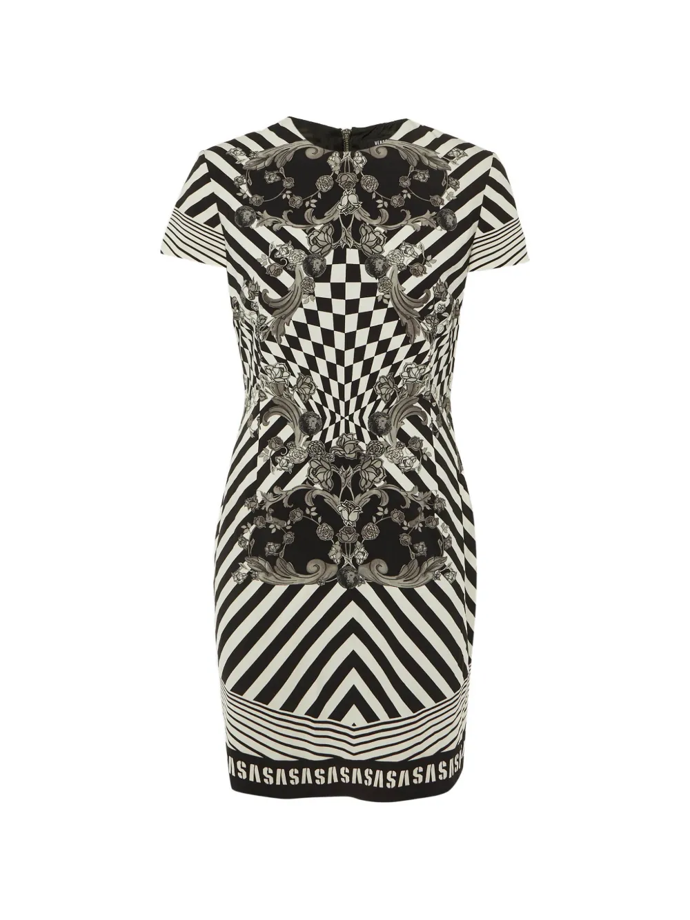 Versus Pre-Owned printed crepe mini dress - Nero