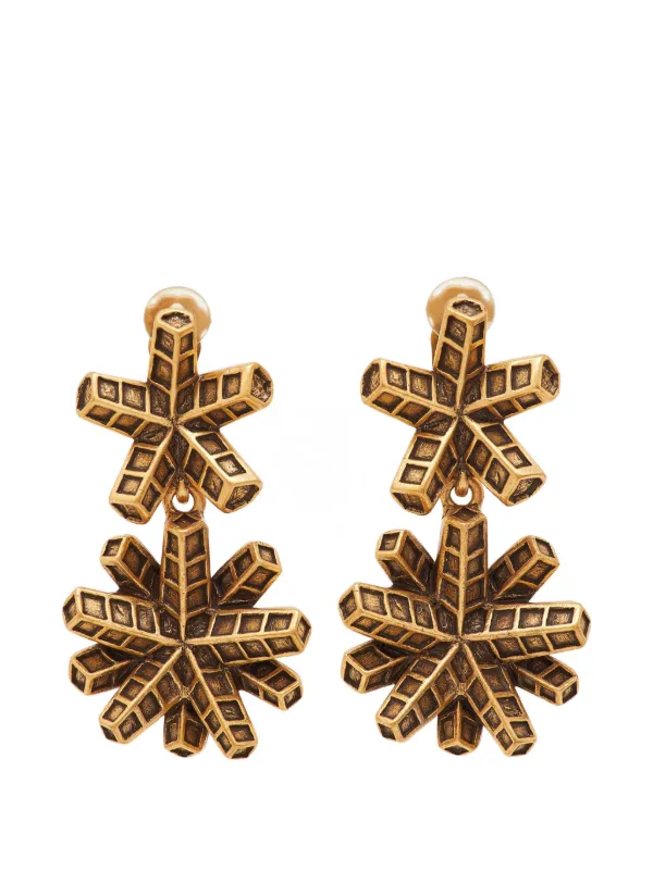 Oscar de la Renta Pre-owned Geometric Sculptural Earrings in Gold