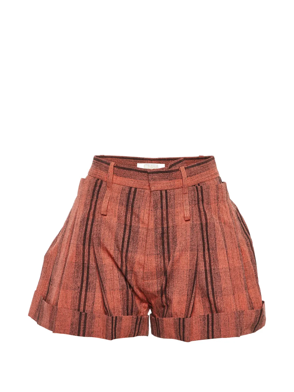 Chloé Pre-Owned striped tie-detail shorts - Arancione