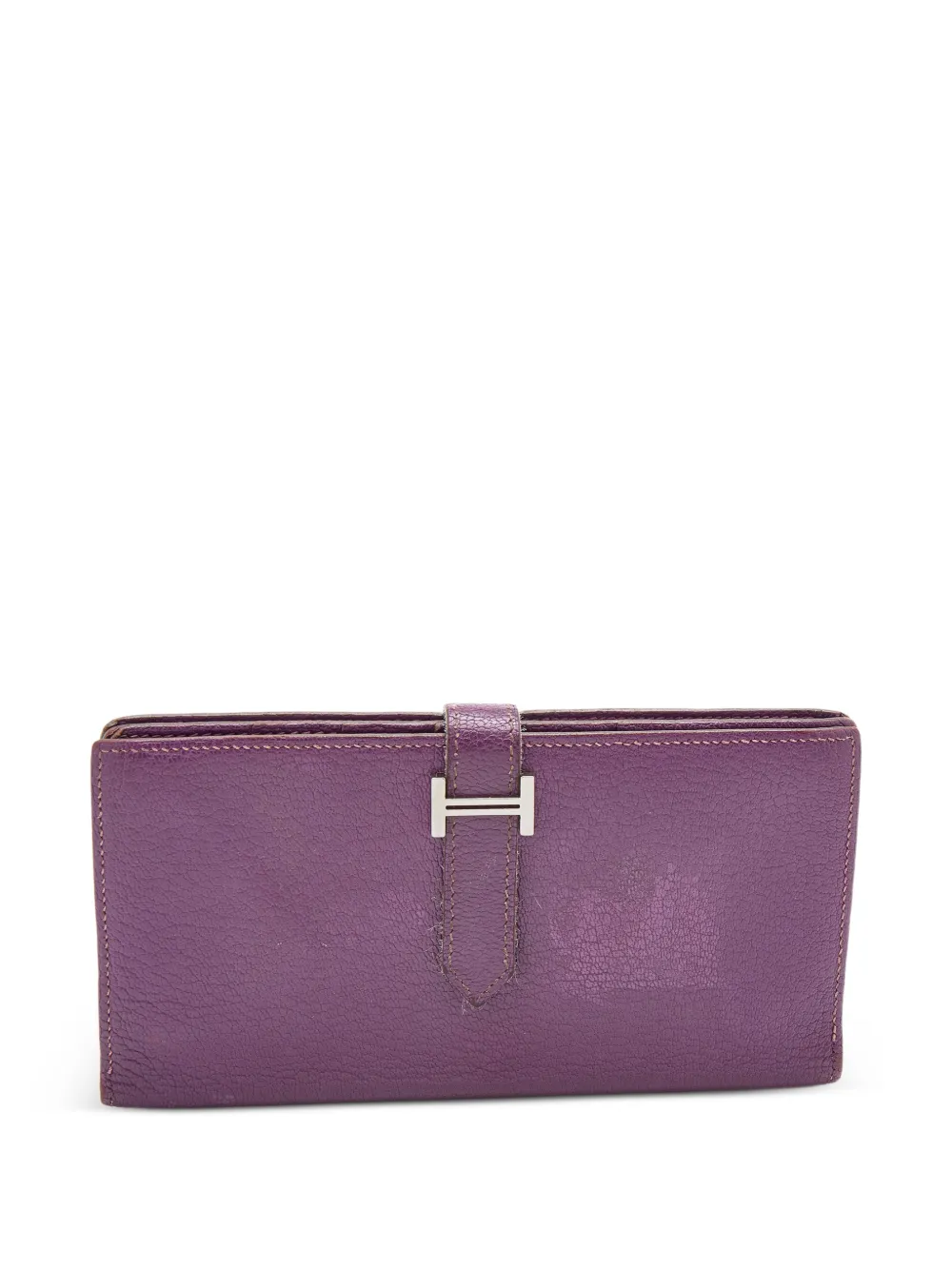 Hermès Pre-Owned 2020 Herm√®s Cyclamen Chevre Mysore Leather Palladium Finish Bearn Wallet - Viola