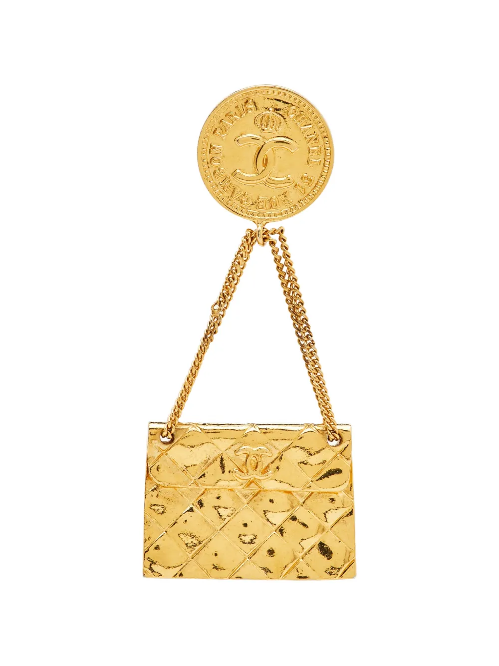 CHANEL Pre-Owned Hanging Flap Bag-motif pin brooch - Oro