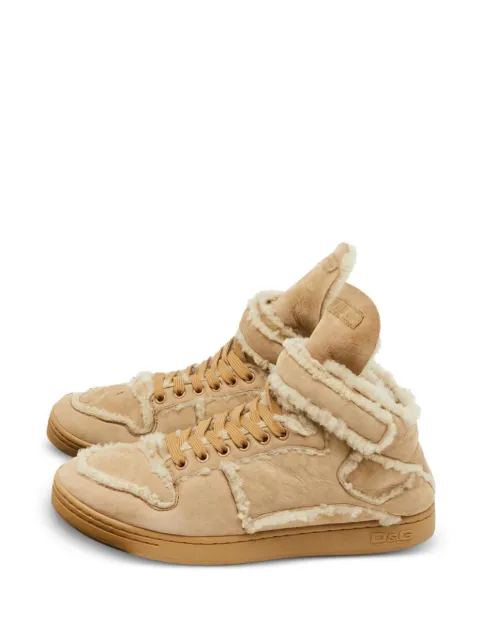 Dolce & Gabbana Pre-Owned shearling-trim suede sneakers
