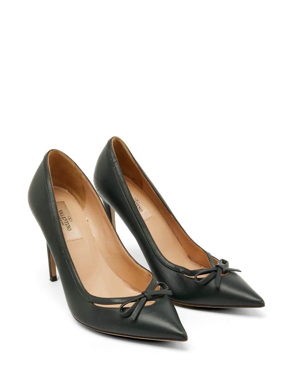 Valentino Garavani Pre-Owned bow-detail cut-out pumps - Grün