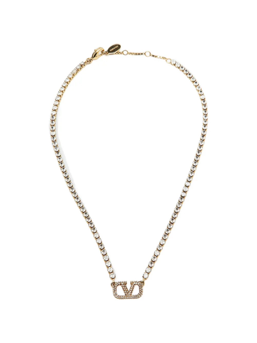 Valentino Garavani Pre-Owned VLogo Signature crystal necklace - Oro