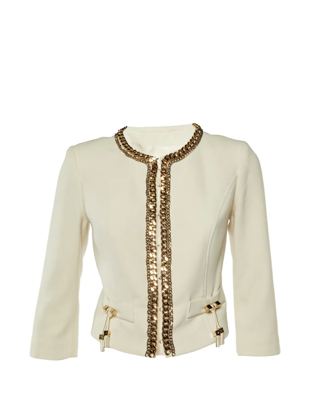 Elisabetta Franchi cady chain trim jacket - Nude