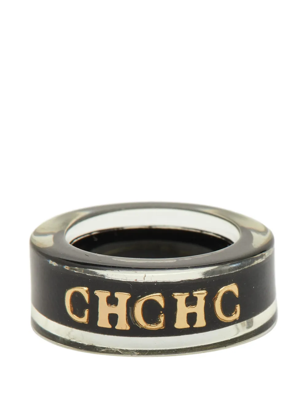 Carolina Herrera Vintage logo resin ring - Nero