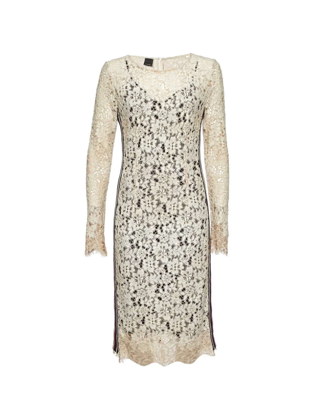 PINKO corded lace stripe-tape midi dress - Toni neutri