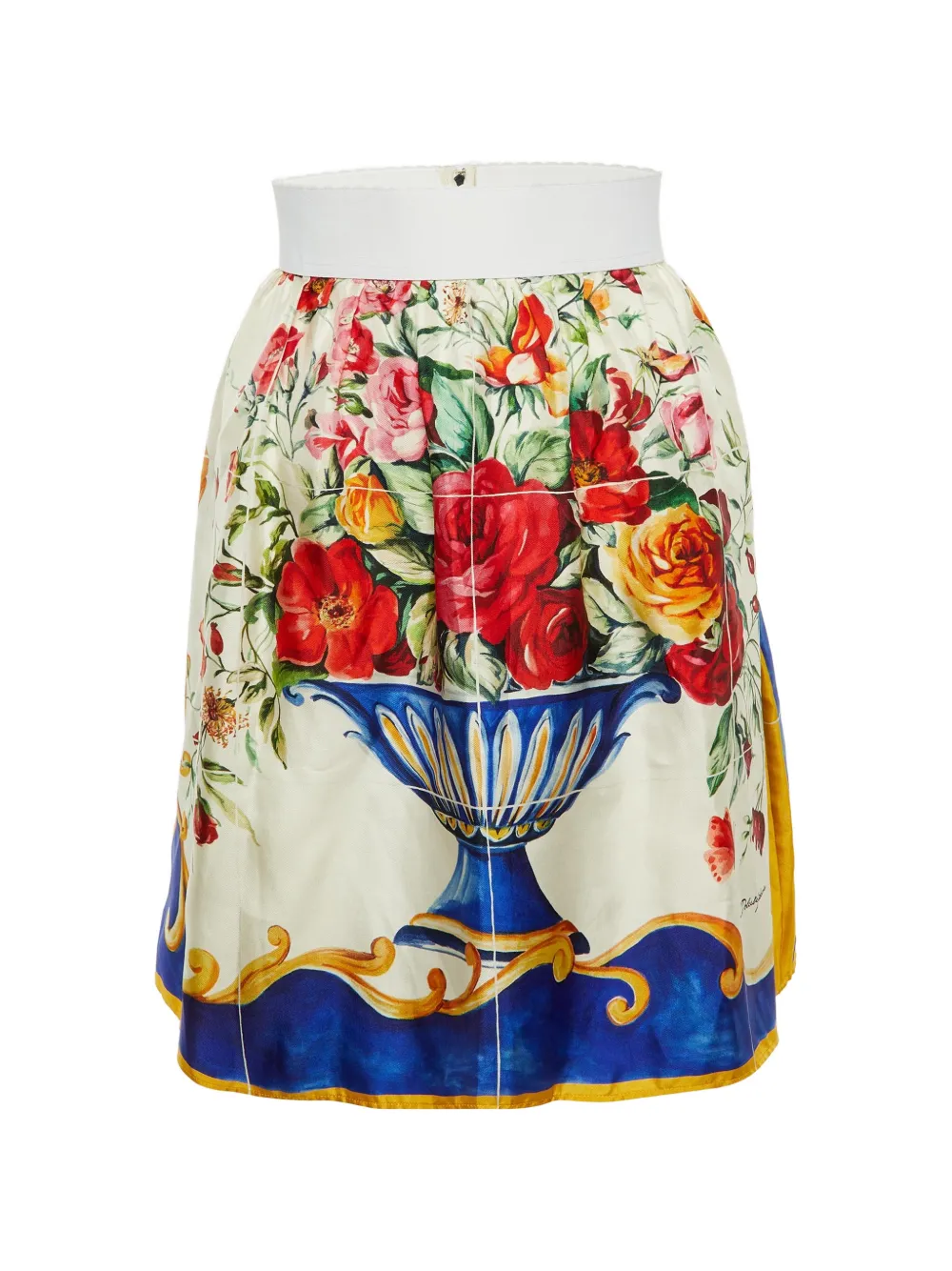 Dolce & Gabbana Pre-Owned floral-print high-waisted mini skirt - Bianco