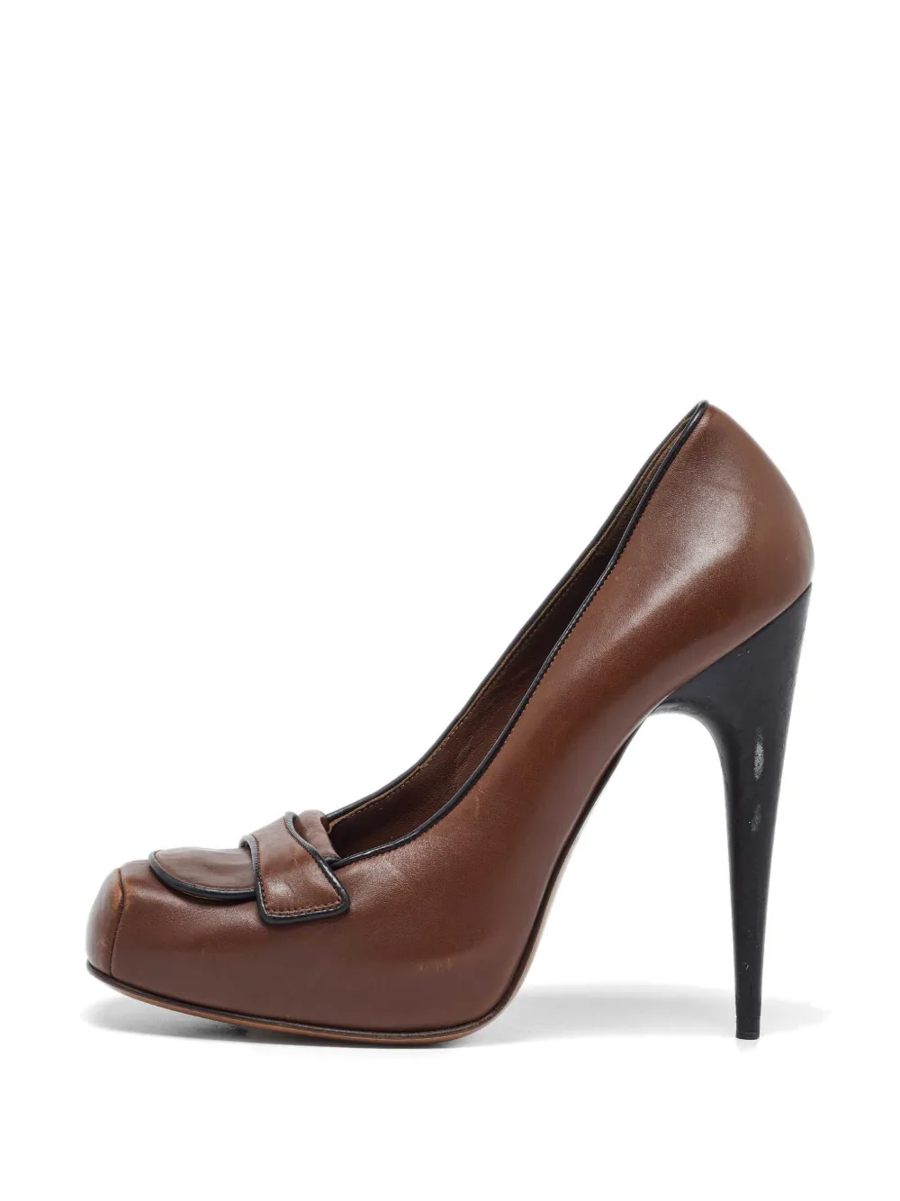 Marni Pre-Owned platform square-toe pumps - Marrone
