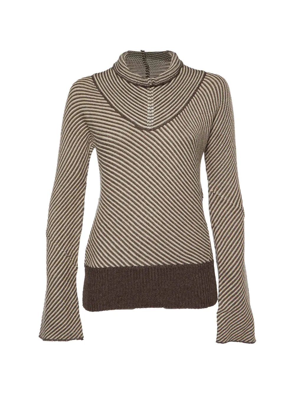 JOSEPH striped high-neck wool jumper - Marrone