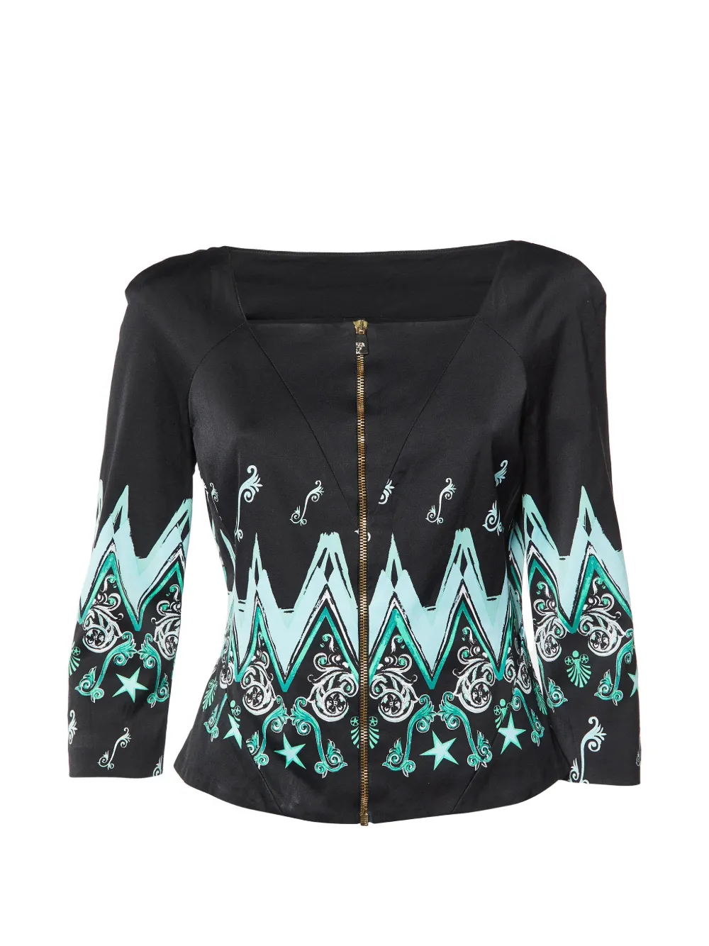 Versace Pre-Owned printed zip-up jacket - Schwarz