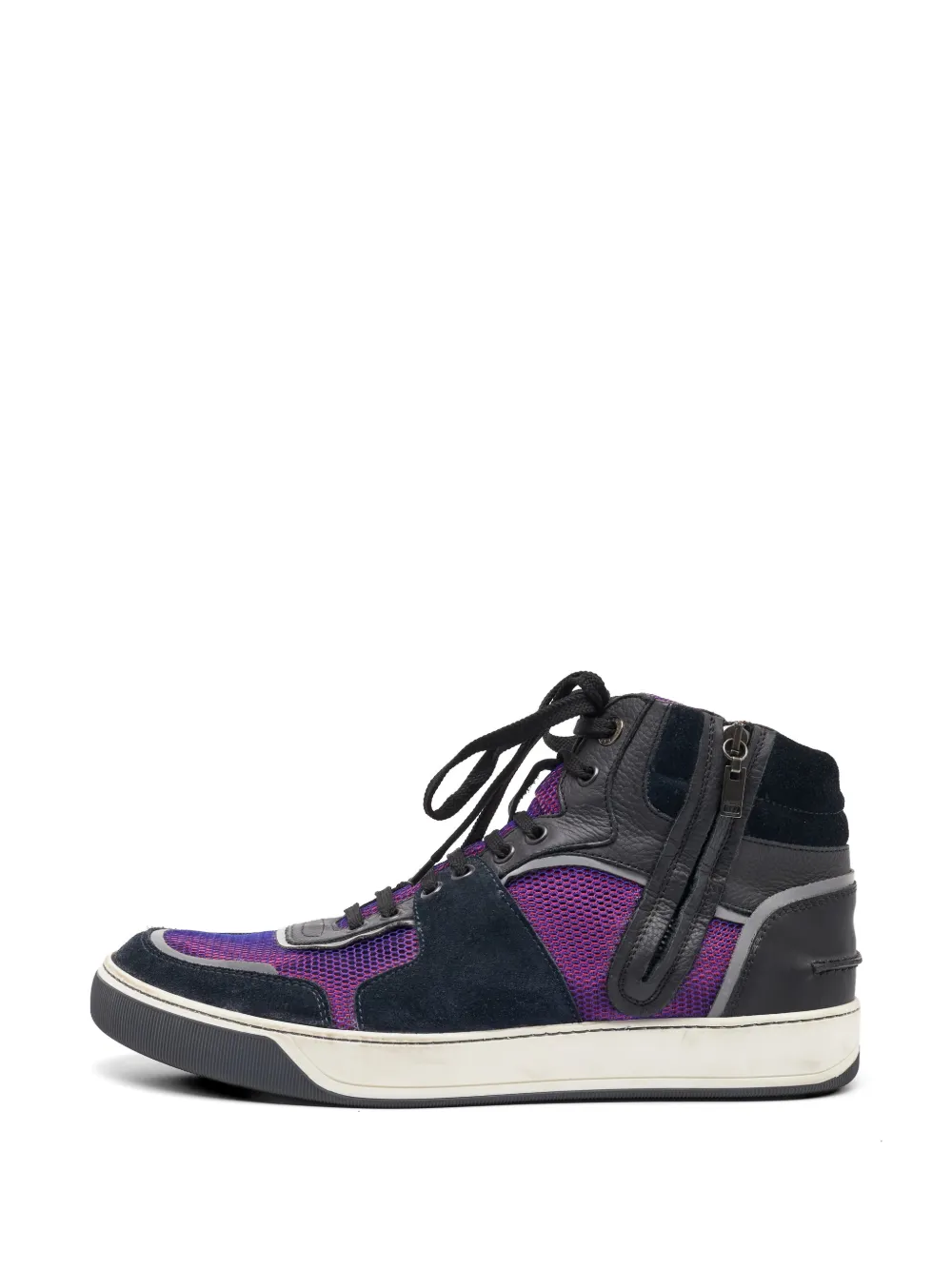 Lanvin Pre-Owned leather-trim high-top sneakers - Viola