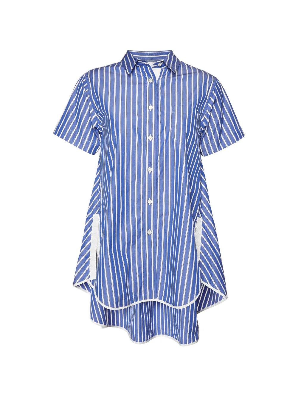 sacai striped flared shirt - Blu