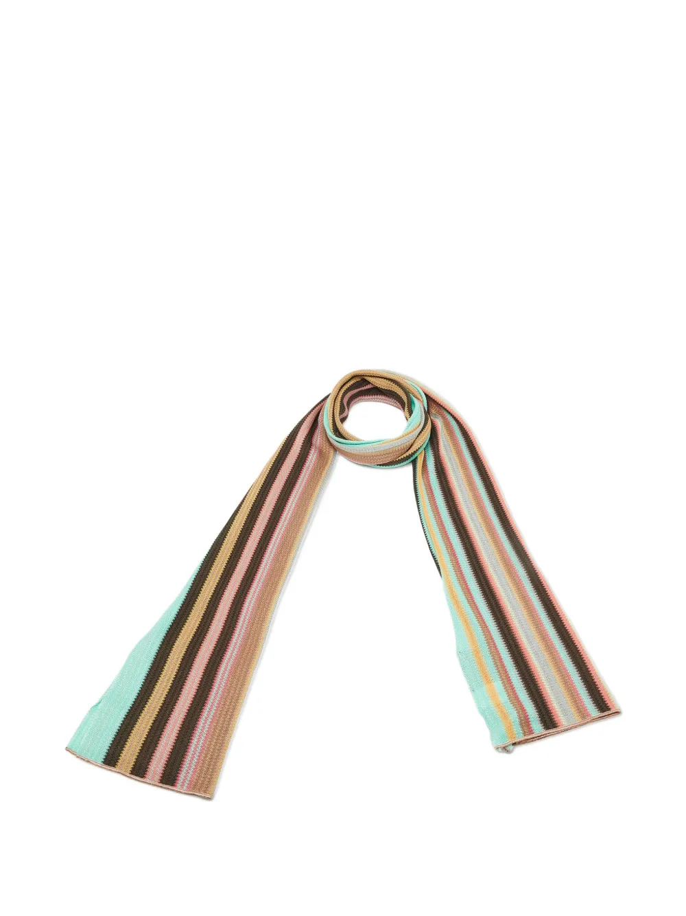 Missoni Pre-owned Striped Knit Scarf in Brown, view 2
