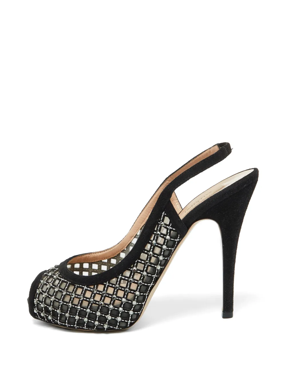 Valentino Garavani Pre-Owned crystal-embellished peep-toe pumps - Schwarz