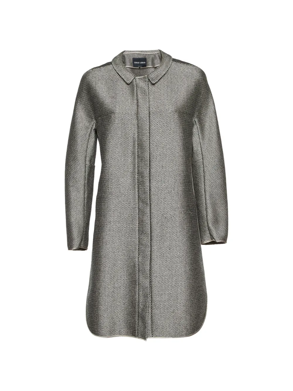Giorgio Armani Pre-Owned basket-weave zip-up single breasted coat - Grigio