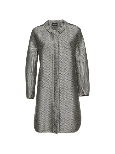 Giorgio Armani Pre-Owned basket-weave zip-up single breasted coat