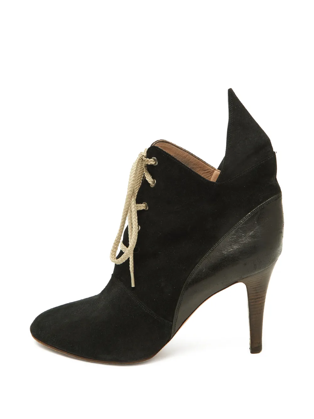 Chloé Pre-Owned lace-up pointed-toe heeled boots - Nero