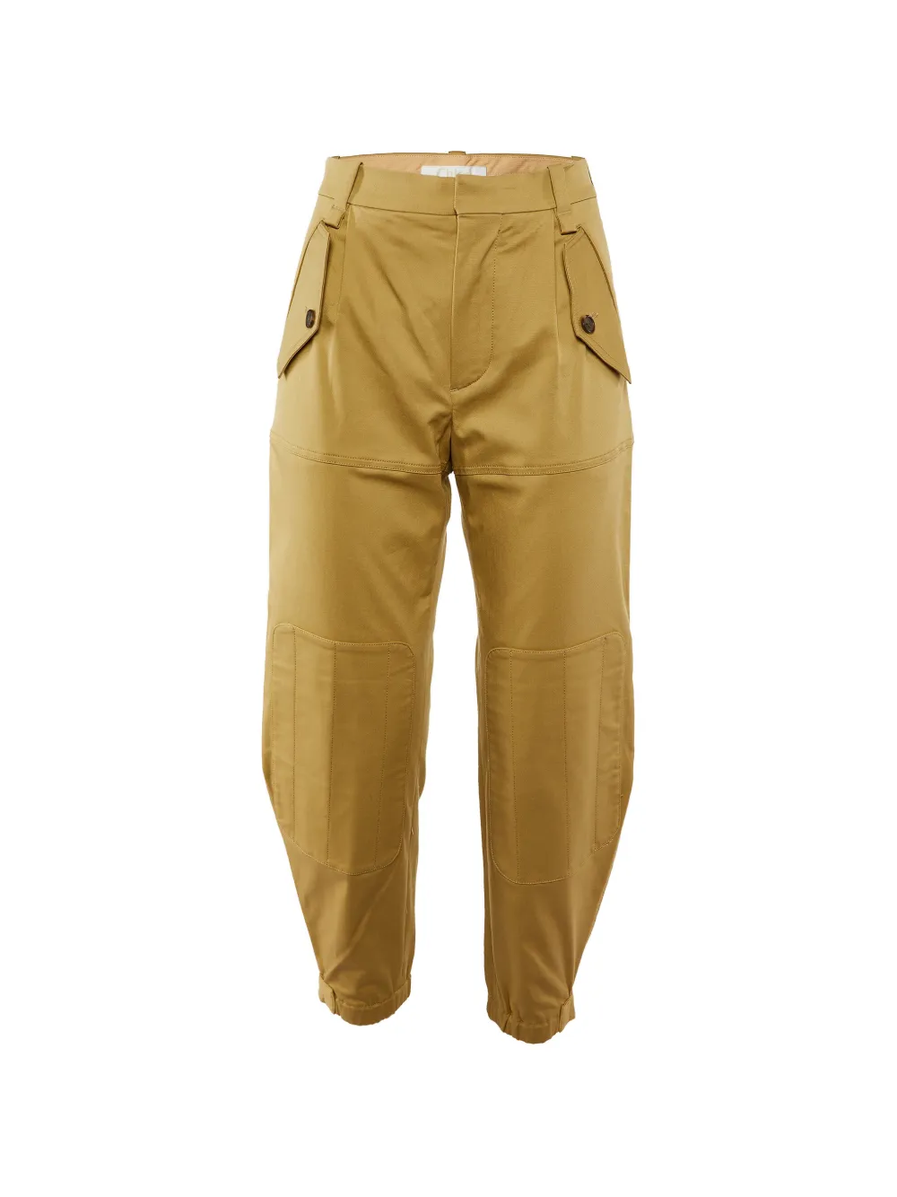 Pre-owned Chloé Gabardine Patch-detail Trousers In Neutral