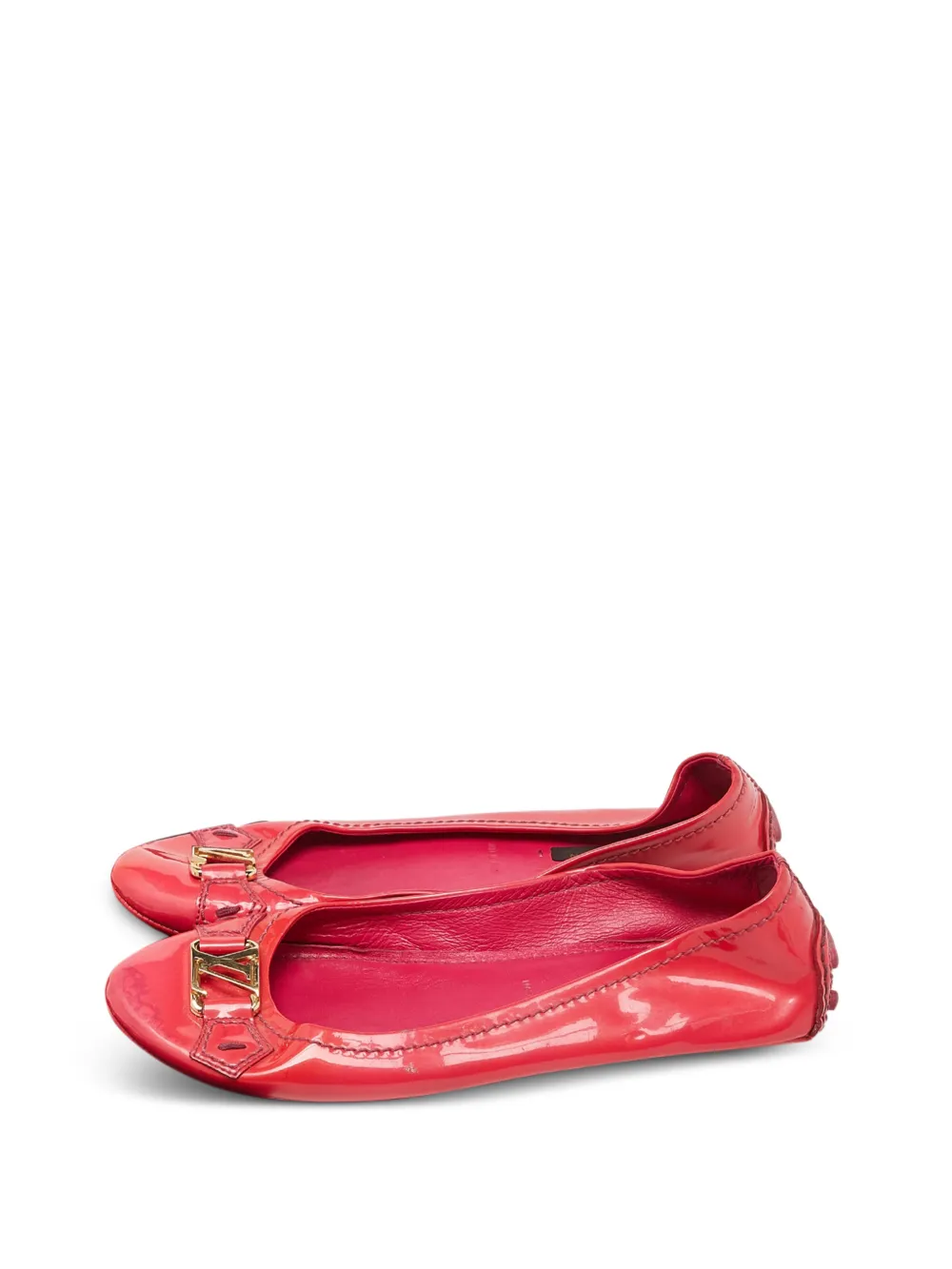 Louis Vuitton Pre-Owned LV-plaque patent-leather ballet flats - Rosa