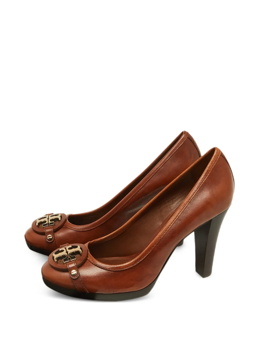 Tory Burch logo-detail round-toe pumps - Marrone