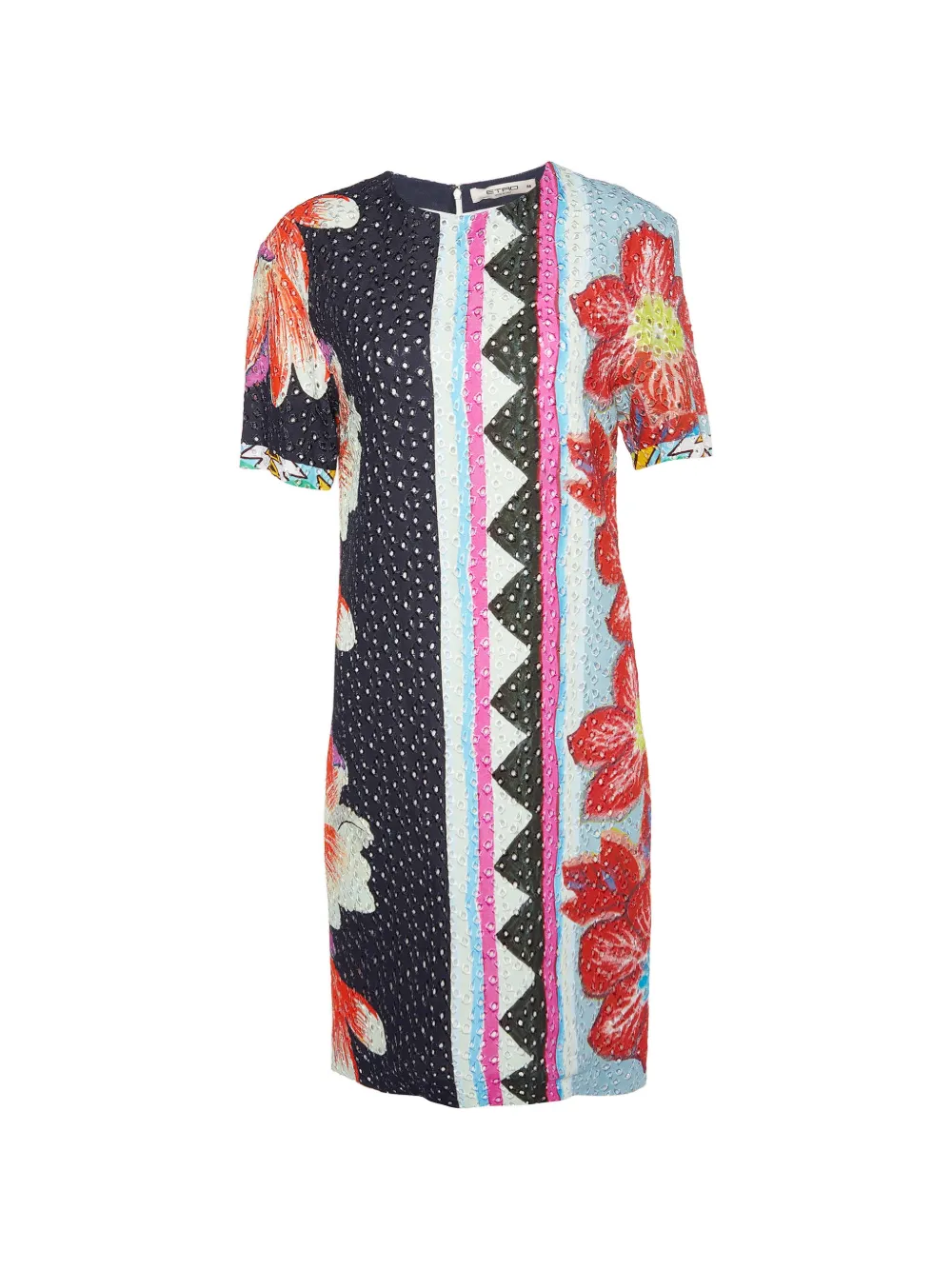 Etro Pre-Owned floral-print embroidered shift dress - Blu