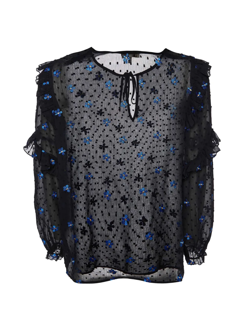 Maje dotted ruffled blouse - Nero
