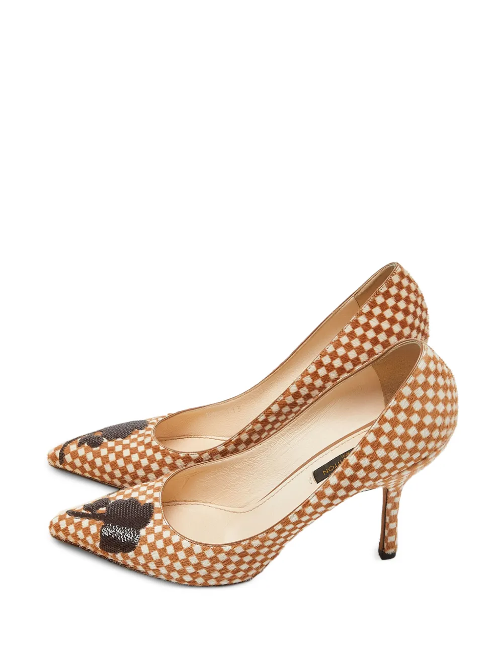 Louis Vuitton Pre-Owned Damier calf hair pumps - Nude