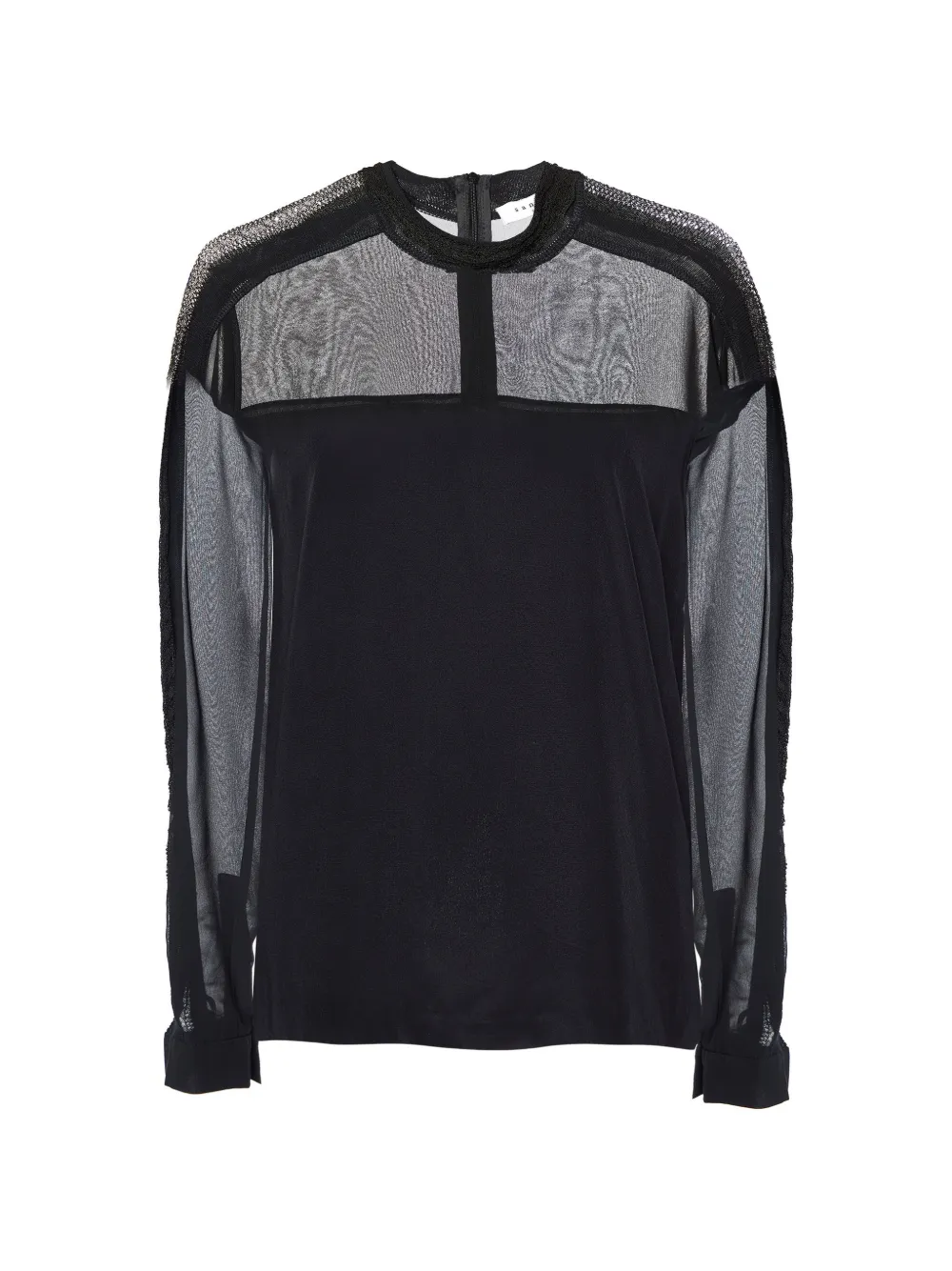 SANDRO Silk knit-paneled top - Nero