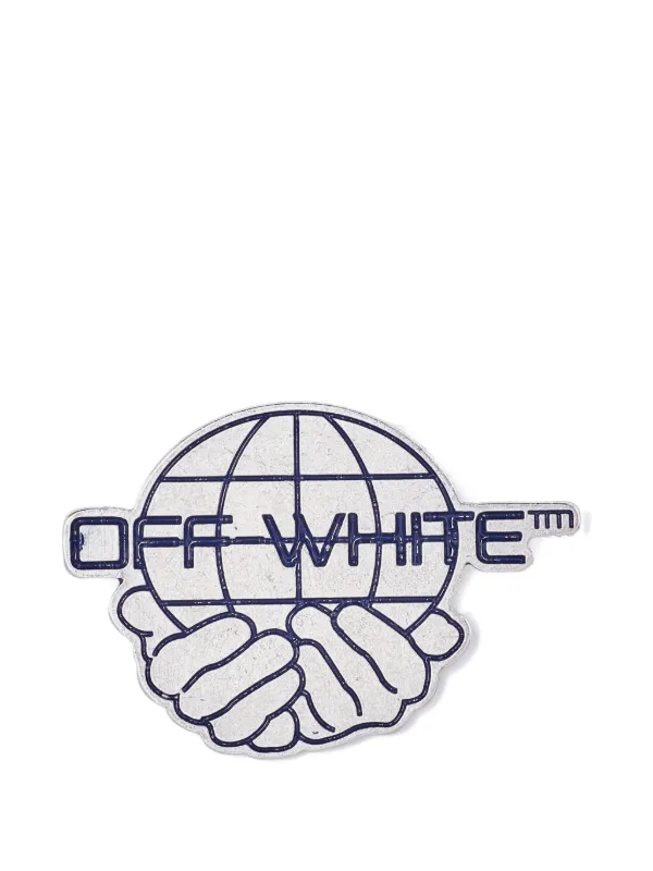 Off-White Pre-owned World Logo-print Brooch in Silver