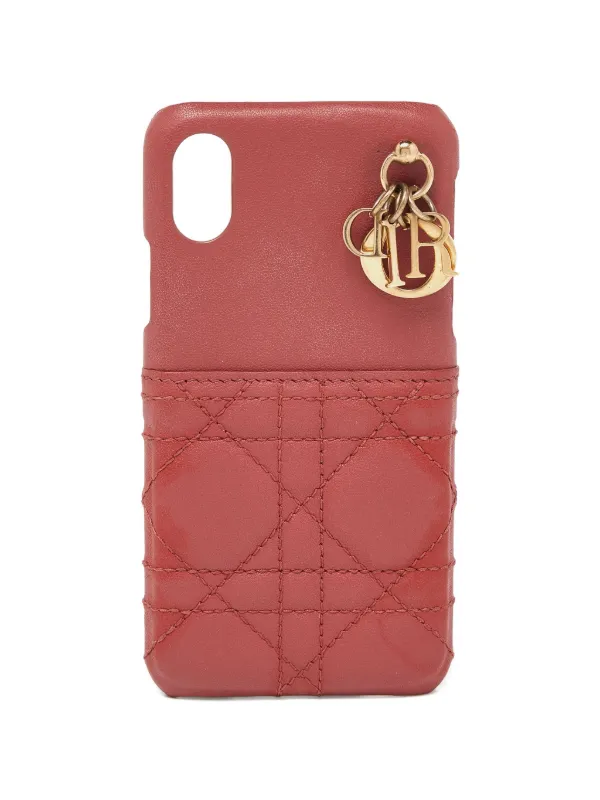 Dior Pre-owned Lady Dior Cannage Phone Case in Red