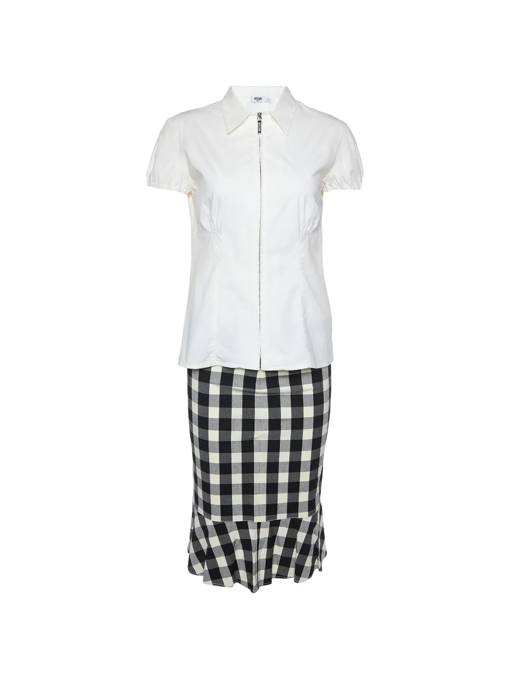 Moschino Pre-Owned zip-up top and midi skirt set (set of two) - Bianco