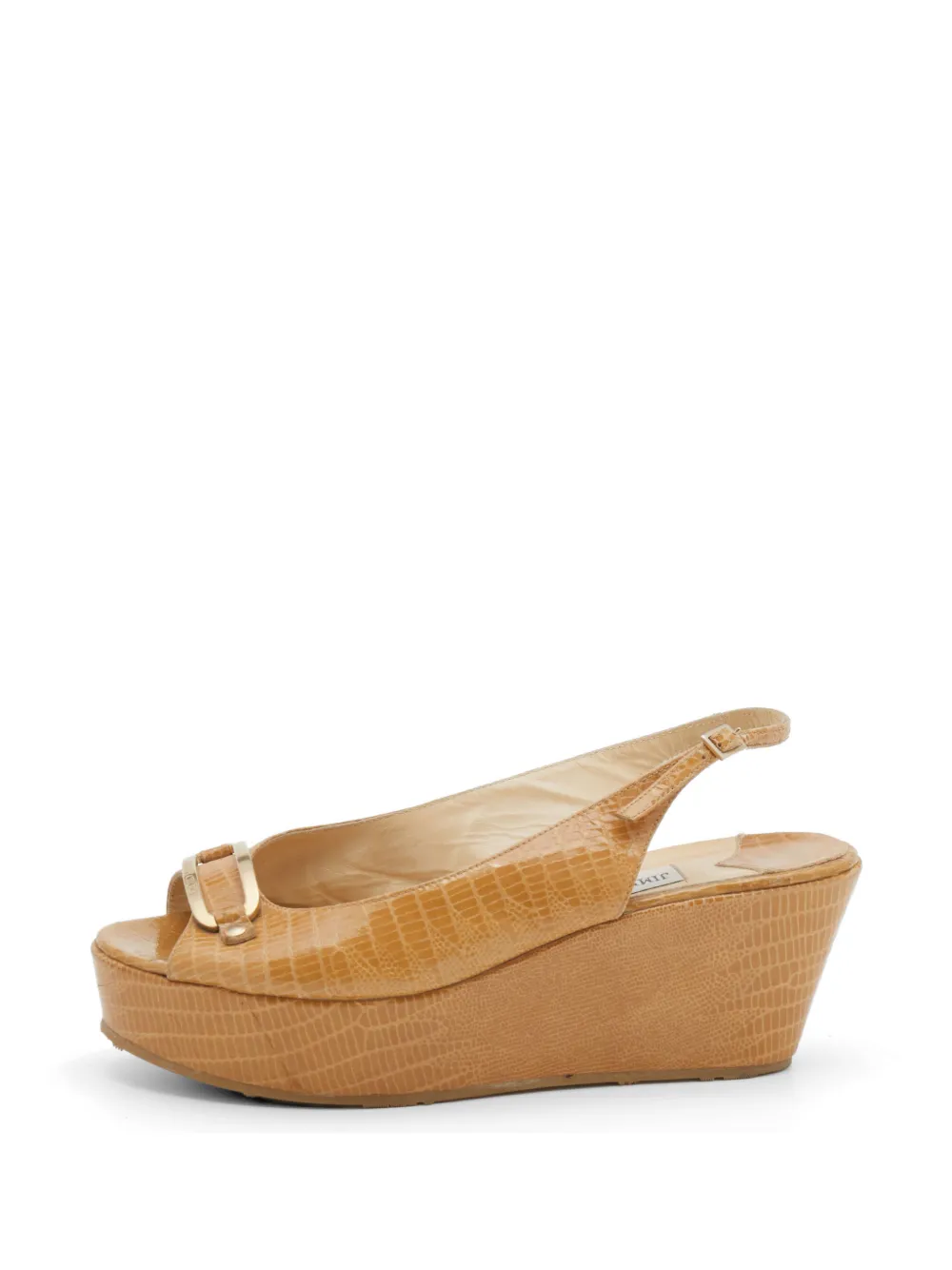 Jimmy Choo Pre-Owned lizard-embossed wedge sandals - Nude