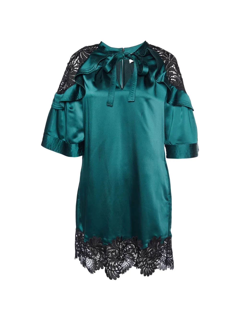 Self-Portrait lace-trim mini dress - Verde