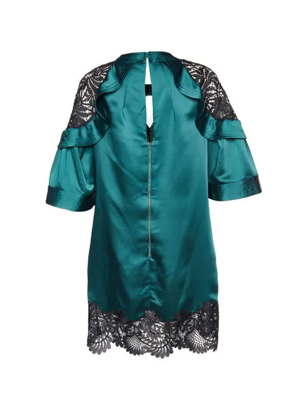 self portrait green lace mini dress Off-shoulder cotton lace minidress in green - Self Portrait