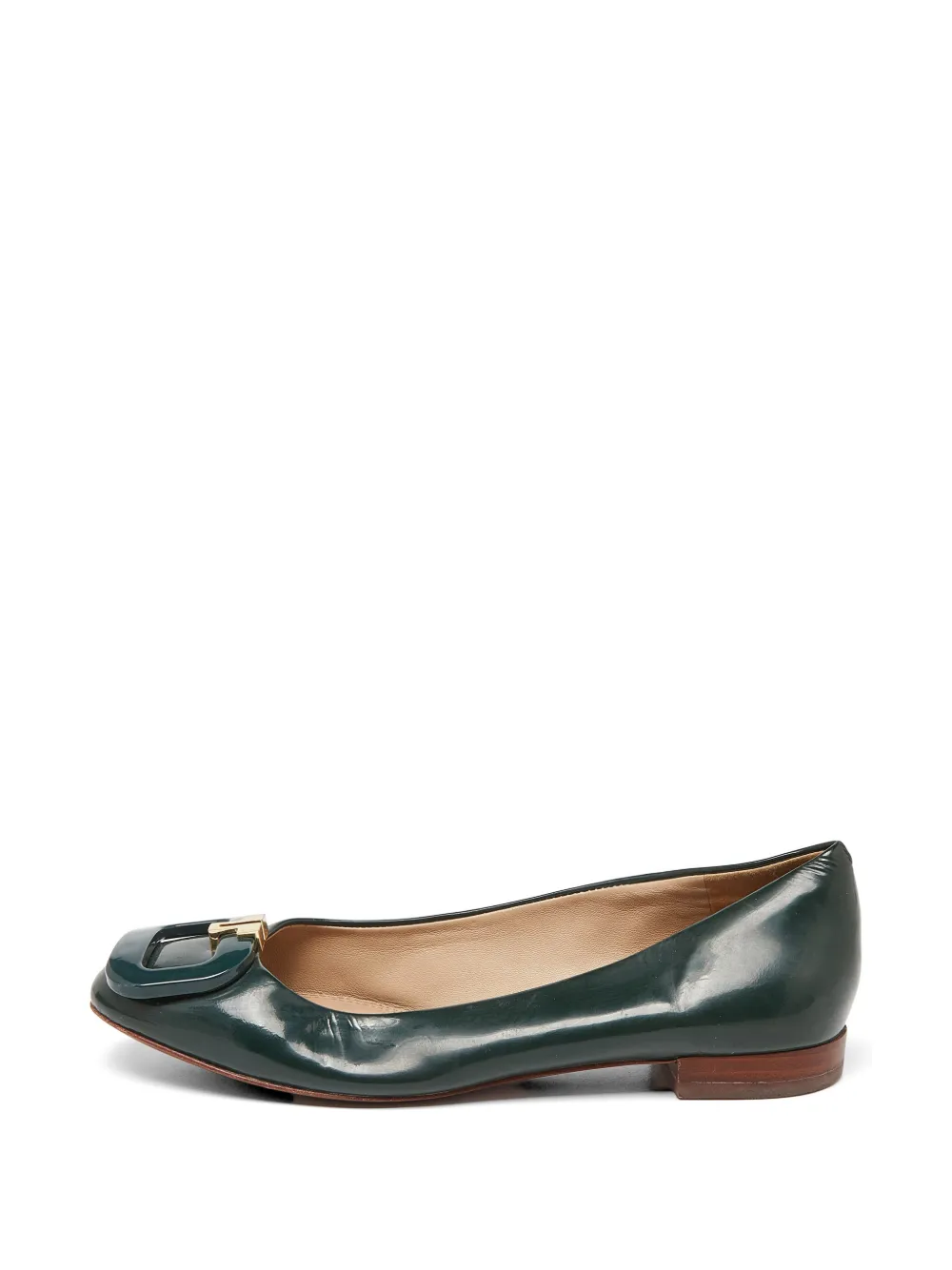 Tory Burch buckle patent leather ballet flats - Verde