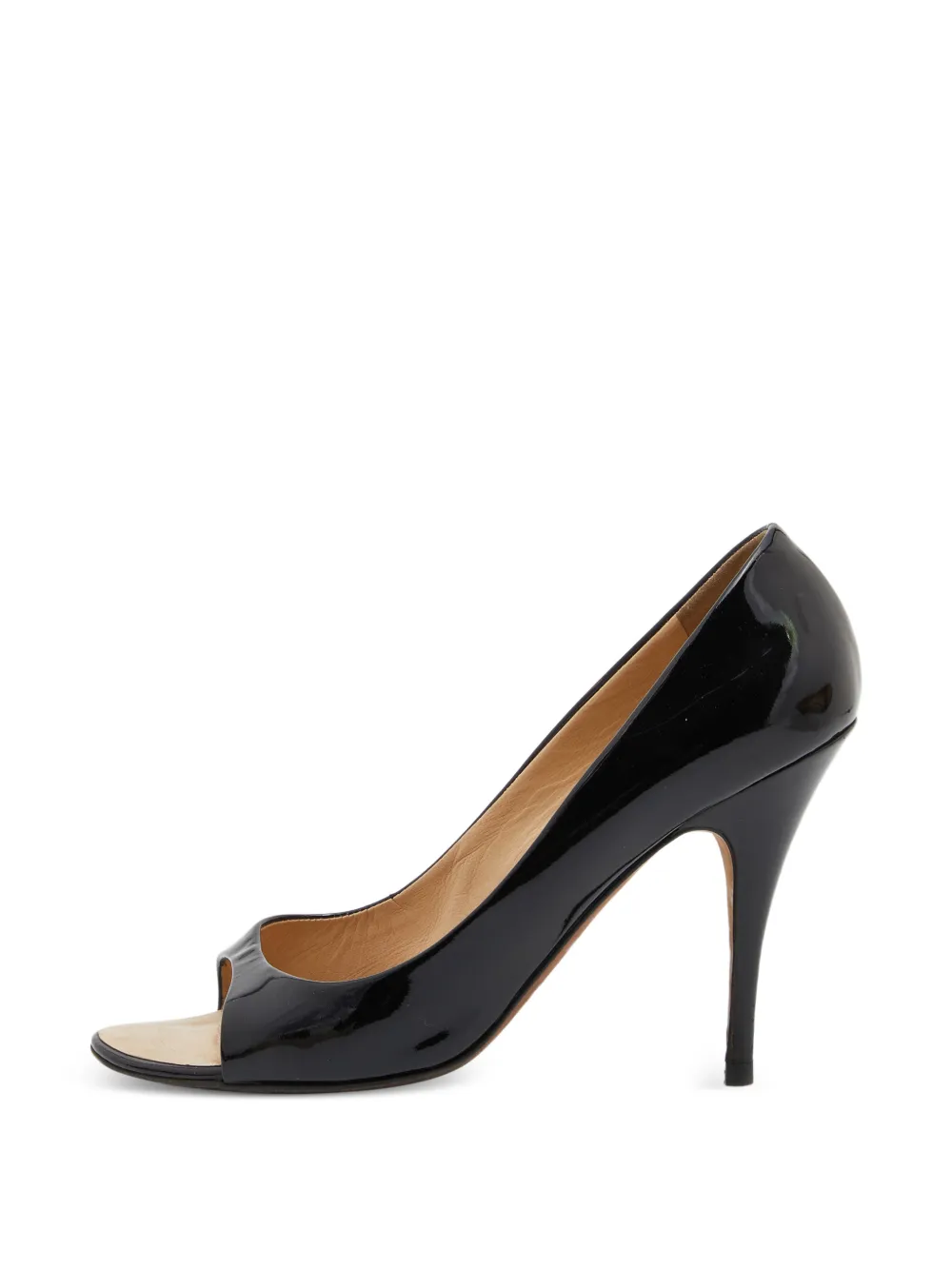 Giuseppe Zanotti Vintage open-toe patent leather pumps - Schwarz