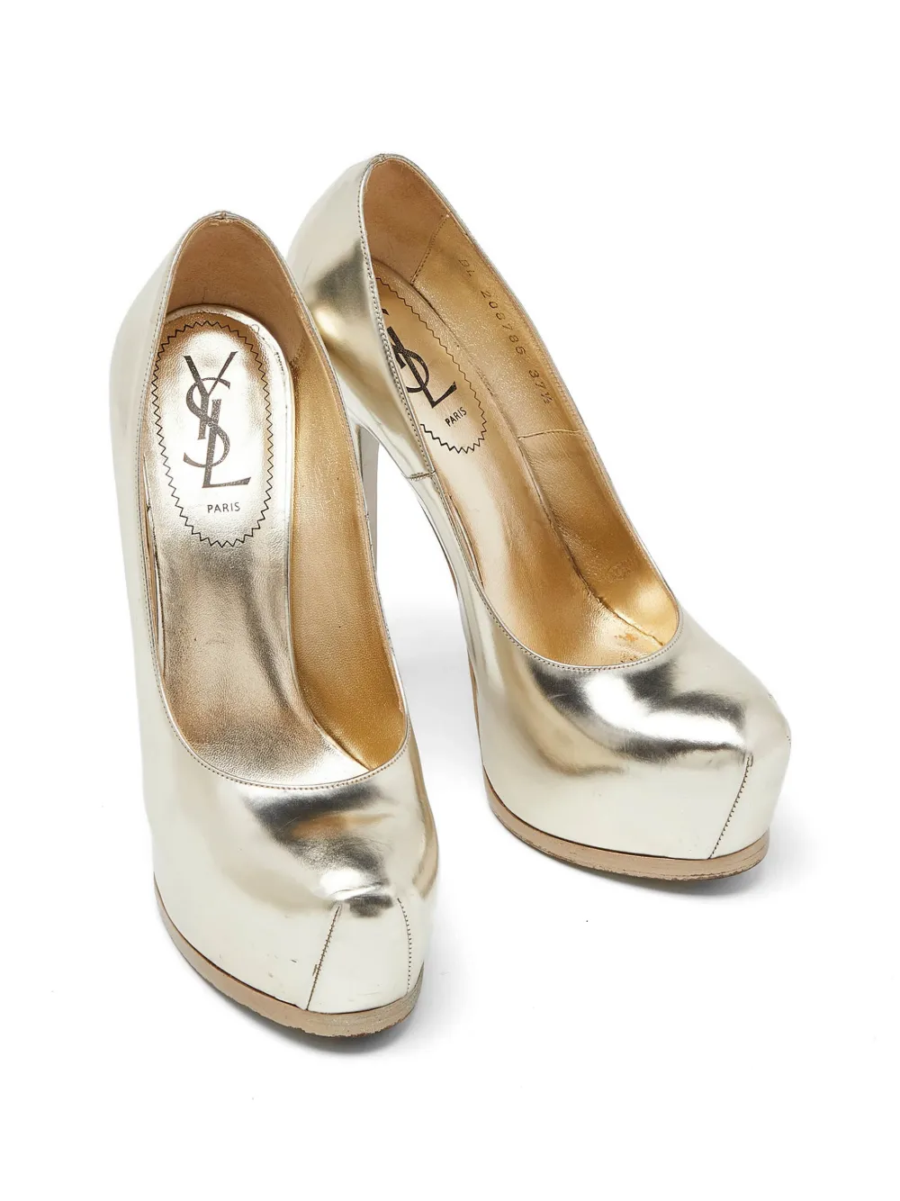 Saint Laurent Pre-Owned Tribtoo platform pumps - Gold