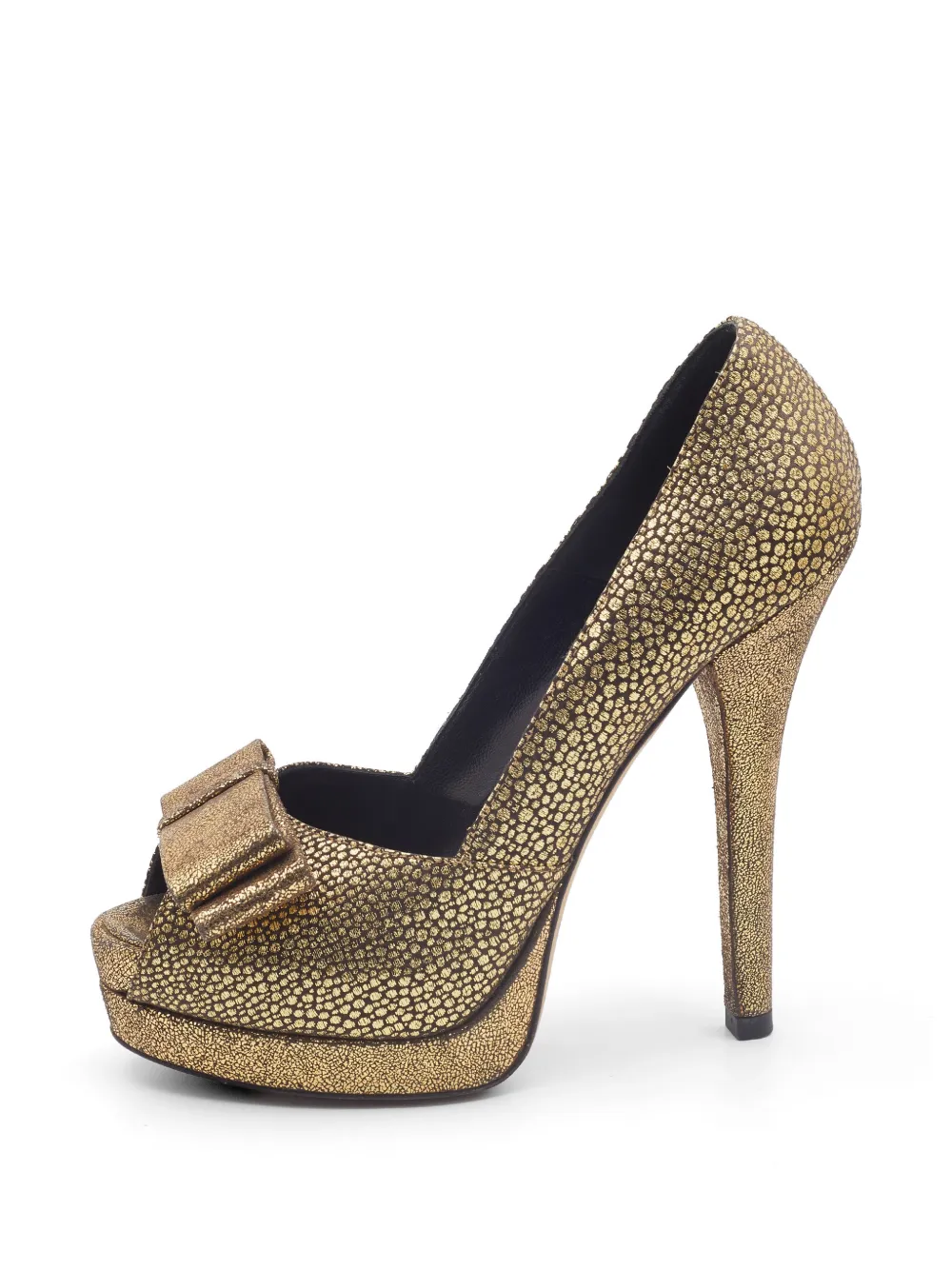Fendi Pre-Owned bow peep-toe pumps - Gold