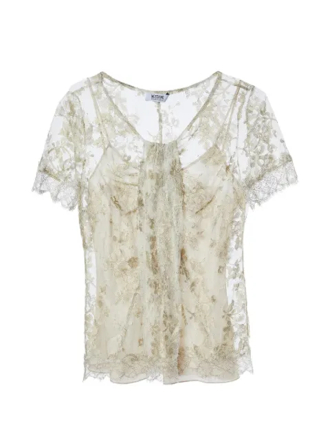 Moschino Pre-Owned floral-lace short-sleeve blouse