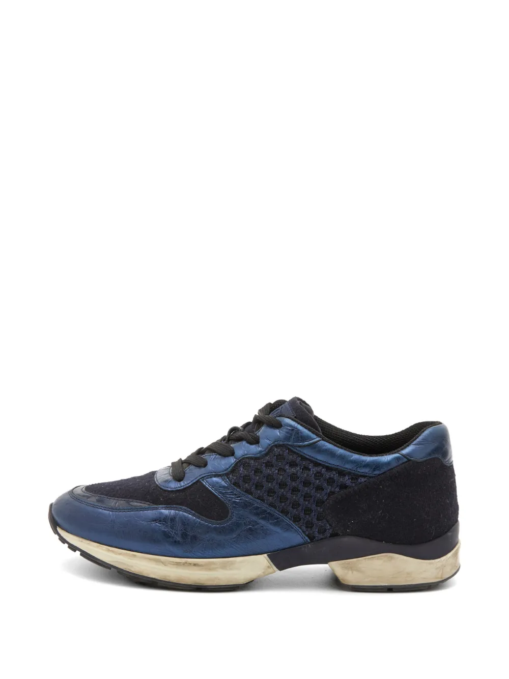 Tod's Vintage baskets à empiècements en cuir - Noir