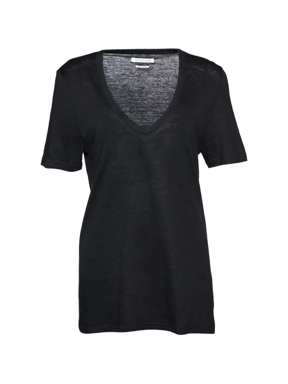 MARANT ÉTOILE linen knit V-neck T-Shirt - Nero