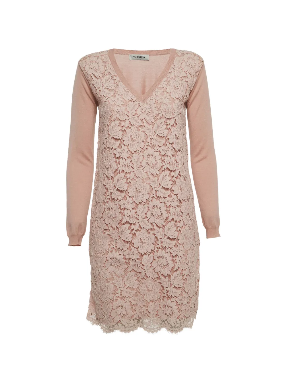 Valentino Garavani Pre-Owned floral lace long-sleeve mini dress - Rosa