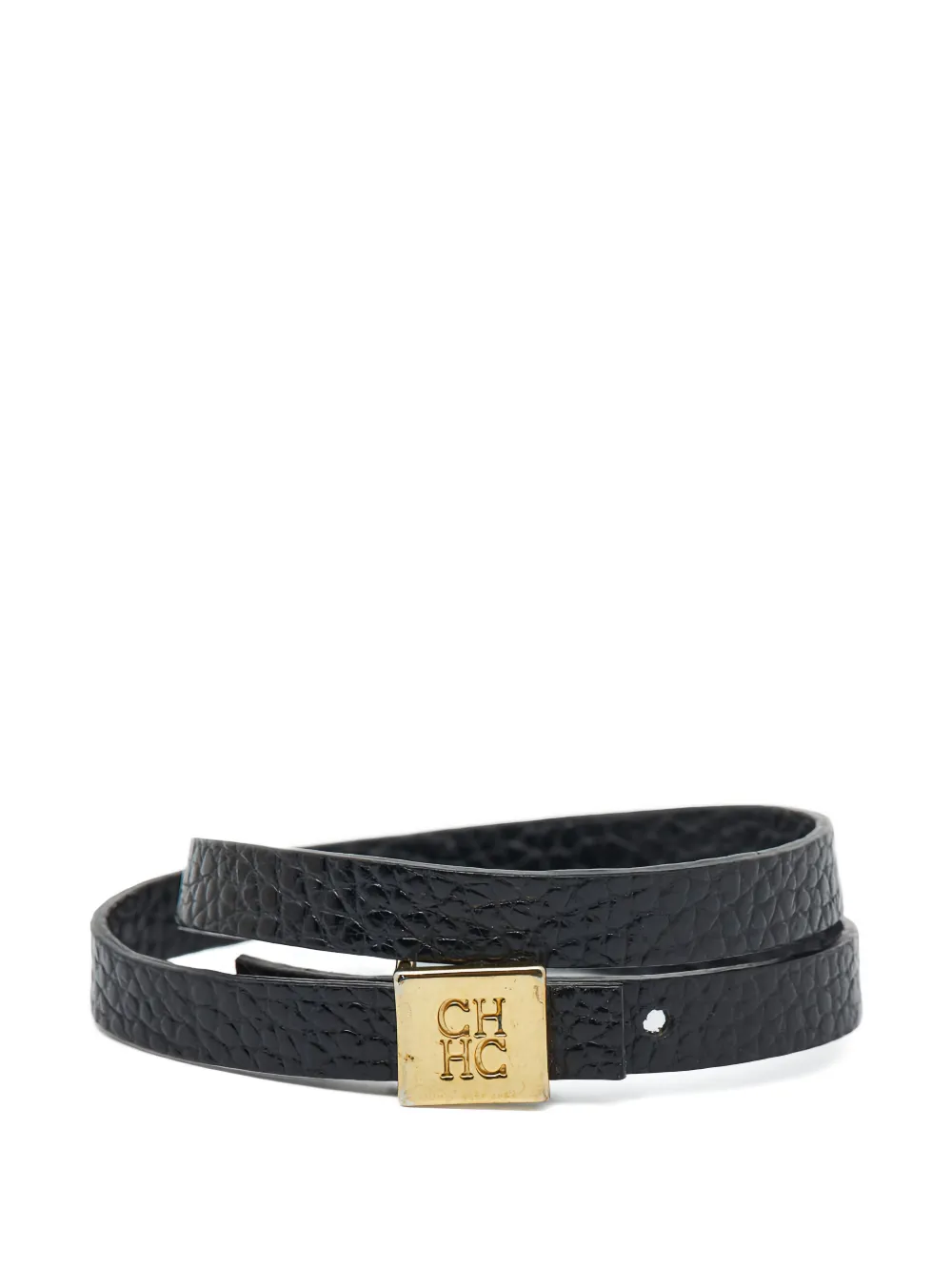 Carolina Herrera Vintage double wrap leather bracelet - Nero