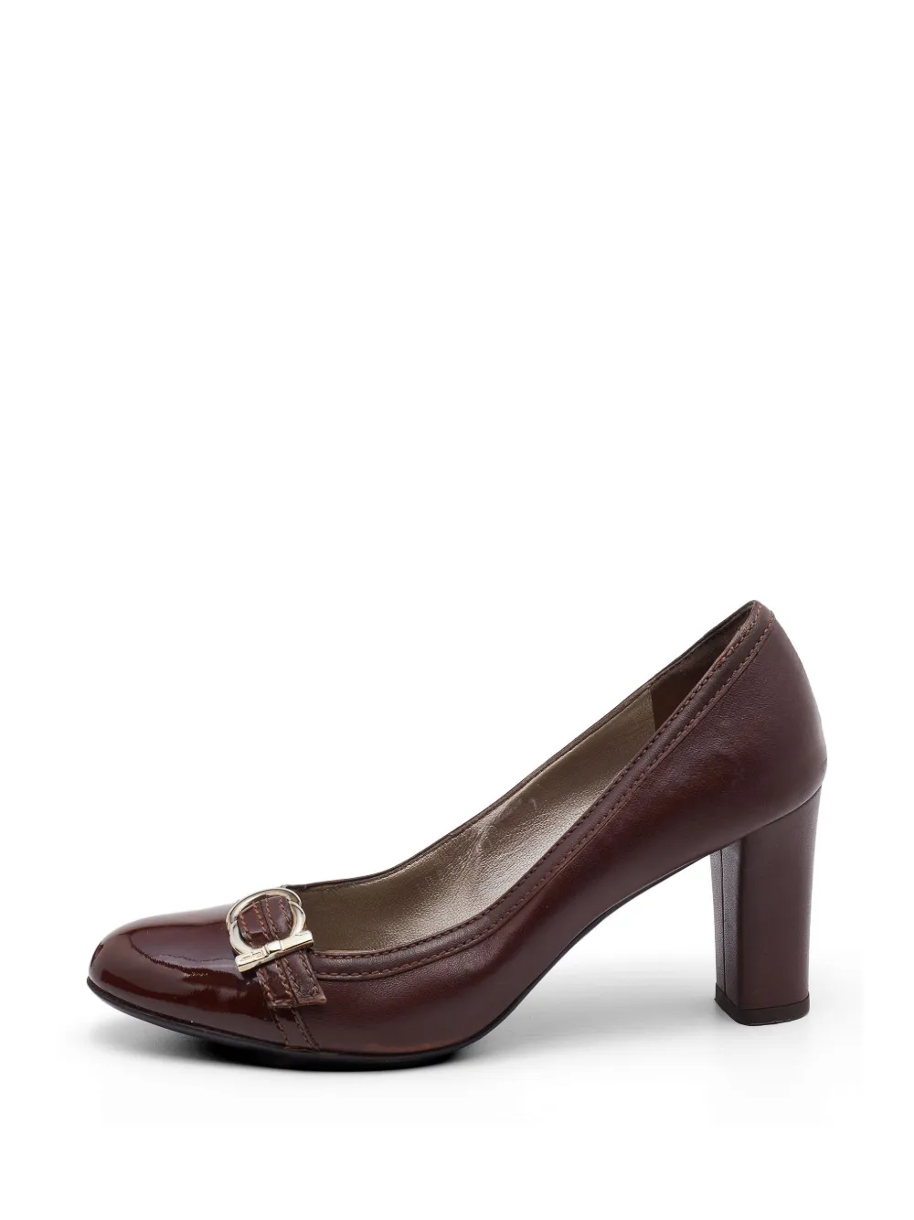 Ferragamo Pre-Owned Gancini patent-leather heeled pumps - Marrone