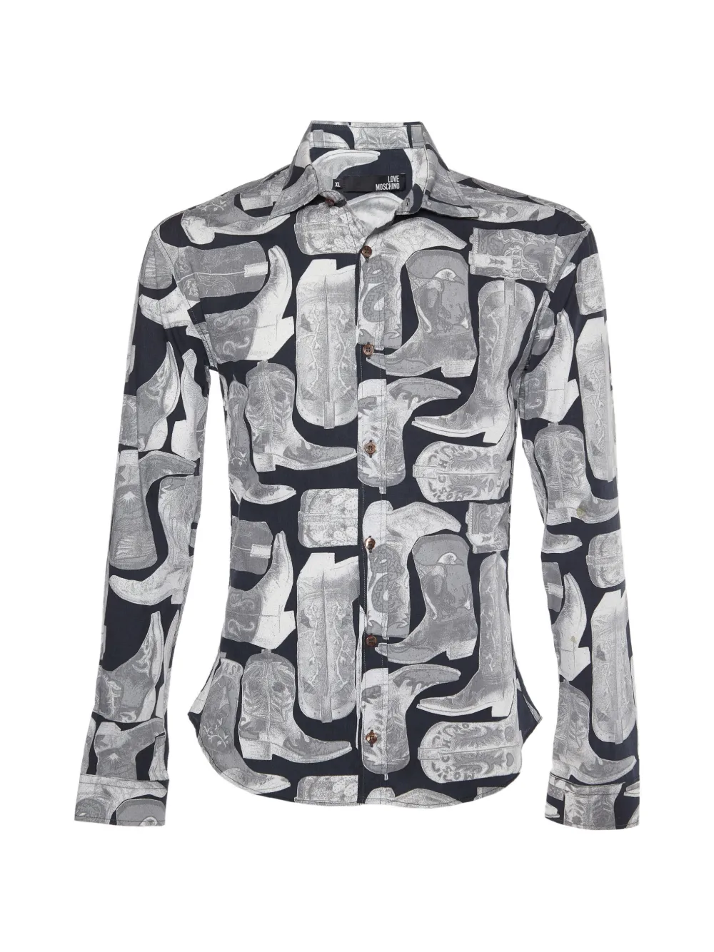 Love Moschino boots-print shirt - Grigio